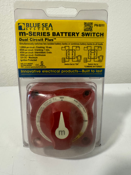 Blue Sea Systems 6011 Dual Circuit Battery Switch Marine Mini On/Off Knob Red